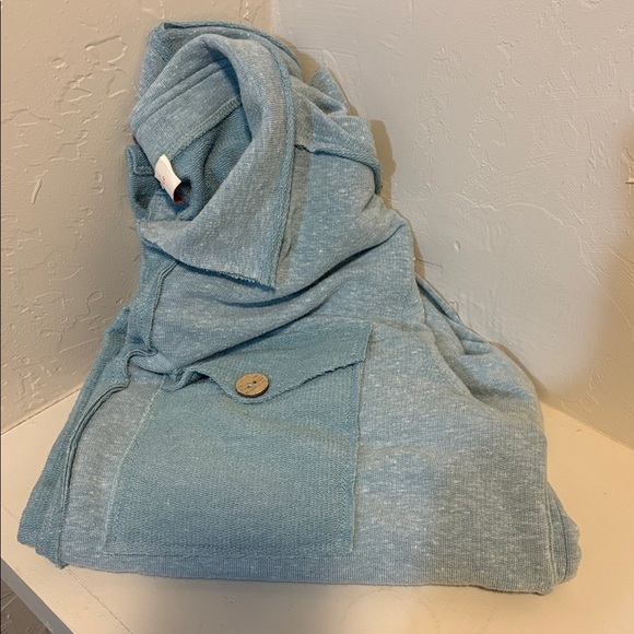 Women's Blue Cardigan Sweater - Picture 6 of 7